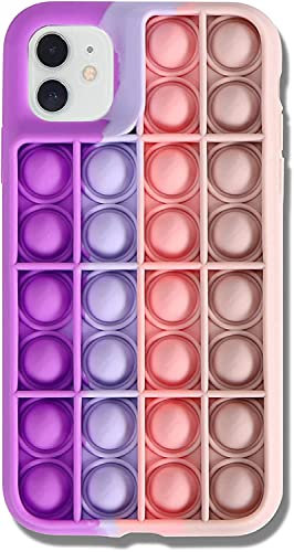 Pop It Silicone Hülle für iPhone 11 | 6.1 Inch Mobile Phone Case Fidget Protection Cute Funny Fashion Schutzhülle | Fun Design iPhone 11 Cover for Children Girls Boys (Lilac Rainbow)