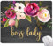 Armanza Mauspad, Boss Lady Zitat Mauspad, Quadratisches wasserdichtes Mousepad, rutschfeste Gummibasis, kabellose Mauspads für Büro Laptop, niedliche Mauspads mit Designs für Frauen