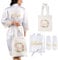 BETESSIN Braut Morgenmantel Satin Bademantel Bride Kimono + Bride Hausschuhe + Bride Stoffbeutel Frauen JGA Accessoires Set für JGA Hochzeit Partydeko
