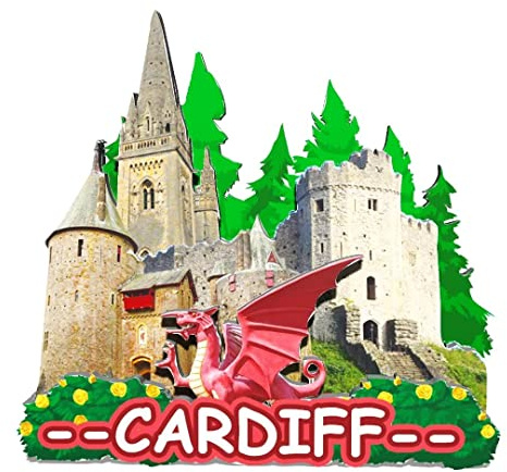 Orlybar UK Cardiff-Magnet Kühlschrankmagnet aus Holz, 3D-Sehenswürdigkeiten, Reise-Sammlerstück, Souvenirs, Dekoration, handgefertigt, 260