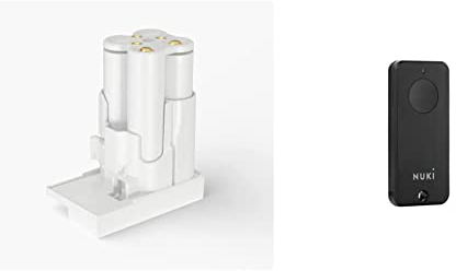 Nuki Power Pack, wiederaufladbarer Akku für Nuki Smart Lock, Zubehör für elektronisches Türschloss, weiß & Fob, elektrischer Türöffner, Sperren auf Knopfdruck, Erweiterung für Nuki Smart Lock, Schwarz