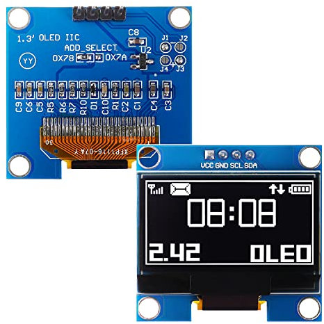 HUAREW Módulo de pantalla OLED de 1,3 pulgadas, interfaz IIC I2C, controlador SH1106, módulo de visualización de pantalla de 128 x 64 píxeles, compatible con Arduino y Raspberry Pi