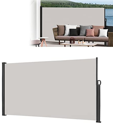 JOIEYOU Tenda da sole laterale allungabile, opaca, verticale, per esterni, frangivista, separatore spazio, tenda parasole laterale, per balcone e terrazza, 200 x 300 cm, grigio