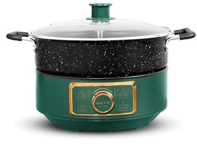 NogrAx Electric Hot Pot Cooker Set with Lifting- Self-Heating Portable and Made with 304 Stainless Steel with Smart Touch for Cooking Rice Noodles Hotpot and More (3L)