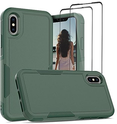 Jeylly Compatible with iPhone Xs Case/iPhone X Case 5.8 inch, Shockproof Anti Scratch Hard PC Back Soft TPU Bumper Drop Protective Women Men Boys Girls Cover for iPhone X/Xs, Green