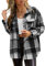 Zeagoo Femme Bûcheron Veste Chemise Veste Style Urbain Chemise Chemisier Oversize Plaid Automne Hiver Loisir Check Chemisier Rétro Check Basic Veste Noir XL
