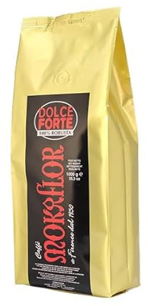Mokaflor Miscela Dolce & Forte, 1000g ganze Bohne, Hochwertiger Espresso Kaffeebohnen, Intensiver Kaffee aus Italien, Dunkle Röstung, Robusta 100%