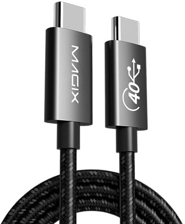 Magix Cable USB C 240W 1M Negro, Carga Rápida 5A PD, Velocidad de Transferencia de Datos 40Gbps, 8K 60Hz, Thunderbolt 4, Para Macbook Pro/Air, iPad Pro 2021/Air 5, Galaxy S23/S22, Pixel, etc.