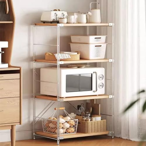 EMYJAY Estanter�a De Cocina, Organizador De Estantes De Cocina Rejilla para Cocina Estante para Café Bar Microondas Estante Vintage LYWY (Color : Beige, Size : 61x41x108)