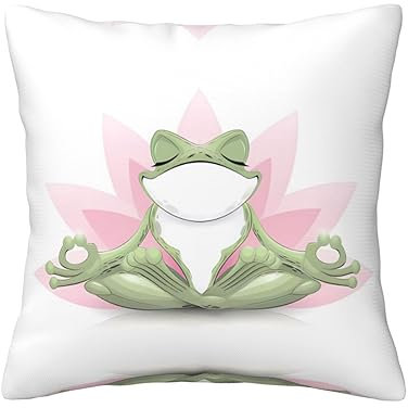 DEHIWI Niedlicher lustiger Frosch macht Yoga Überwurf-Kissenbezüge, 30,5 x 30,5 cm, weich, gemütlich, Morden, dekorativer Kissenbezug für alle Jahreszeiten, Sofa, Couch, Schlafzimmer, Wohnzimmer