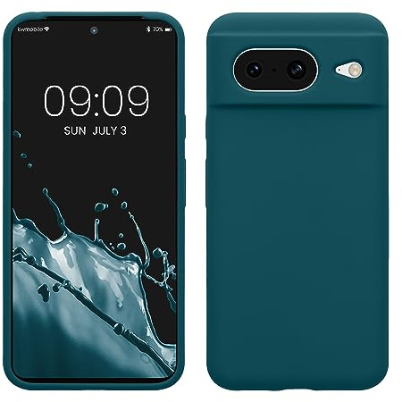 kwmobile Handyhülle für Google Pixel 8 Hülle, für Pixel 8 Case - Hülle Silikon - kabelloses Laden - Petrol matt