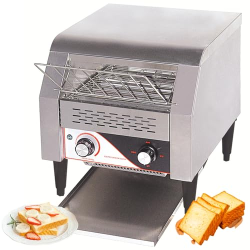 Tostadora de Cinta Industrial Tostadora comercial de servicio pesado Tostadora Transportadora Eléctrica 1300W/2200W Horno tostador de acero inoxidable para buffets/día familiar/camping,1300W