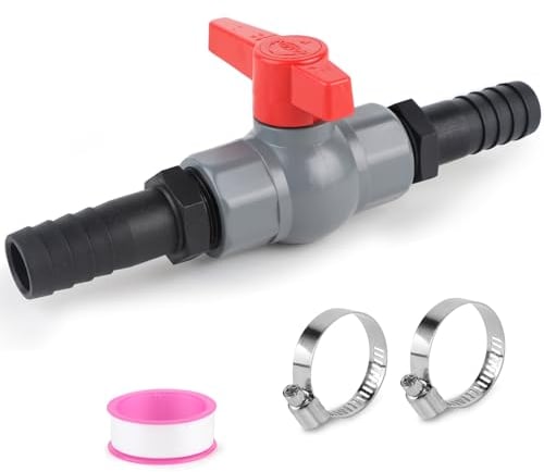 SWAWIS Valvola A Sfera Con Raccordo Per Tubo Flessibile Pvc Incl. 1 Valvola Di Intercettazione Da 1 (32 mm), 2 Ugelli Per Tubo Flessibile Da 25 mm