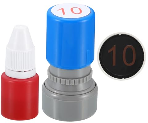PATIKIL Nummernstempel mit Selbstfärbung, Zahl 10 Stempel Lehrerstempel Initialstempel Tintenstempel für Klassenheft Scrapbooking DIY Handwerk Stil 1, rote Tinte