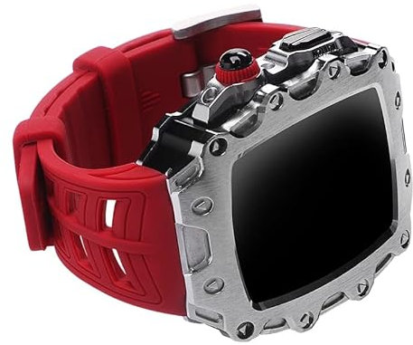 EZZON Banda di lusso 44mm 45mm per Apple Watch Mod Kit Set Cinturino in Gomma Cassa in Metallo Lunetta per iwatch serie 7 se 6 5 4 Accessori Della Vigilanza, 45mm For 7, agata