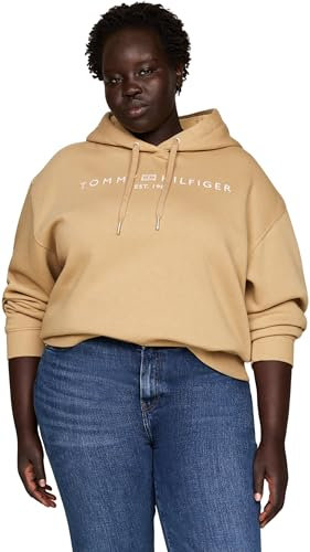 Tommy Hilfiger Damen Hoodie Logo Regular Fit, Grün (Classic Khaki), 48