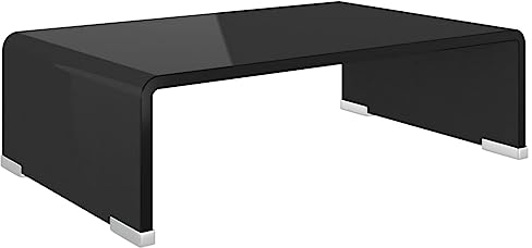 QZZCED TV-Sideboard Fernsehschrank TV-Ständer tv Tisch TV-Tisch/Bildschirmerhöhung Glas Schwarz 40x25x11 cm für Wohnzimmer Schlafzimmer Unterhaltungsgerät