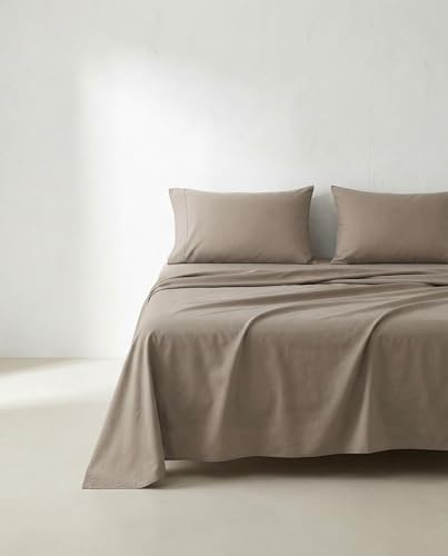 GAMUSI Bettwäsche-Set, 180 x 190/200 cm, 100 % Baumwolle, 4-teilig, atmungsaktiv, weich, Dunkelgrau