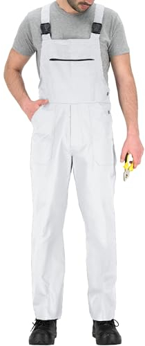 BWOLF Slater - Salopette da lavoro da uomo, salopette da lavoro, per tutte le stagioni e diverse professioni, taglia S - 4XL, bianco, XL