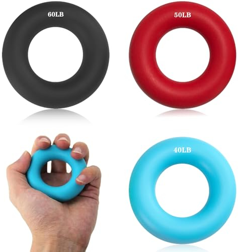 3 Stück Ring Handgriff Trainer, 60LB/50LB/40LB Fingertrainer Ring, Handgriffstärker und Trainer Fingertrainer Grifftrainer Ringe für Muskeltraining Sport
