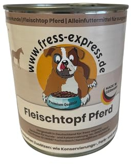 Fleischtopf Pferd I Hunde-Nassfutter I 100% Reines Pferdefleisch I Made in Germany I Getreidefrei I Hypoallergen und Schonend