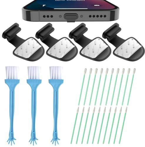 EYVRPAU Set de Limpieza 27 Piezas para Móvil USB C, Kit de Cepillos Antiestáticos y Tapones Antipolvo para Puertos y Altavoces de Teléfono