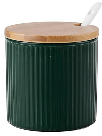 Dowbom Sugar Bowl With Lid And Spoon, Sugar Jar, Sugar Pot, Sugar Dish, Storage Jar, Sugar Container (Green)