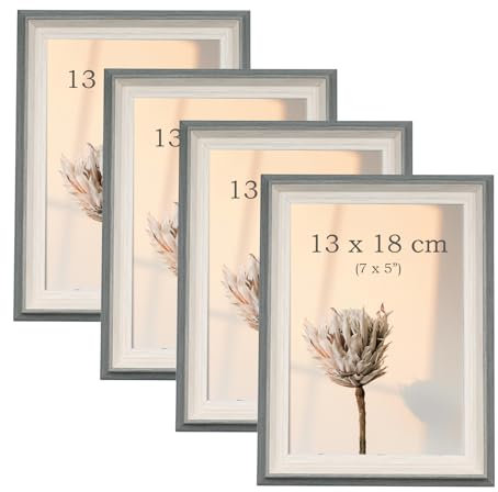 YoHyien Bilderrahmen 13x18 4er Set, Freistehende Fotorahmen 13 x 18 für Den Schreibtisch, Bilder Rahmen mit Plexiglas zur Wandmontage, Picture Photo Frame for Wall (Salbeigrün, 13 x 18 cm)