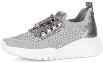 Gabor Damen Low-Top Sneaker, Frauen Halbschuhe,Best Fitting,Freizeitschuhe,Laufschuhe,schnürschuhe,schnürer,grau (Glitter),38 EU / 5 UK