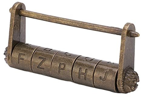 Directional Lock Antique Padlock Combination Zinc Alloy Retro Style | English Password Design, Vintage Password Lock, Escape Room Locks, Letter Lock, Wide Application for Box Cabinet