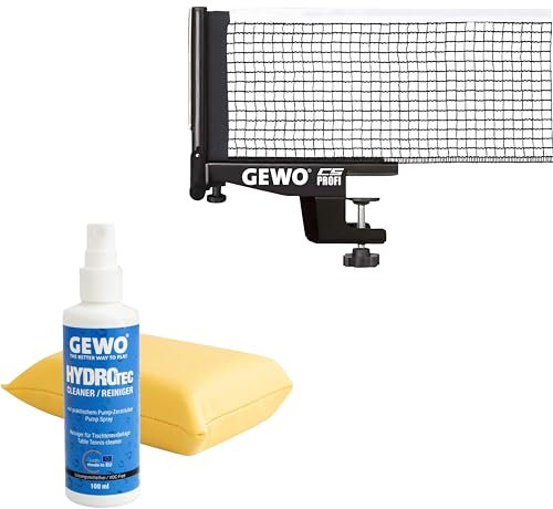 GEWO CS Profi Tischtennisnetz - Professionelles Tischtennis-Netz für die Tischtennisplatte - Massive Metallgarnitur mit Höhenverstellschraube und strapazierfähiger Netzstruktur, schwarz, 183cm lang