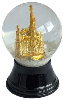 Schneekugel Echtglaskugel - Fast wie echter Schnee Motiv: Stefanskirche Steffl Gold, 2,5 cm