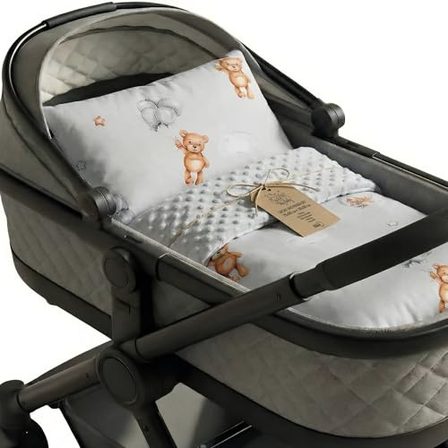 Babydecke Kuscheldecke Baby Decke Winterdecke mit Plüschstoff 75x60 cm + Kissen 35x30 cm - Kinderdecke Blanket Babydecken Kinderwagendecke und Erstausstattung für Neugeborene und Kinder Oeko-Tex