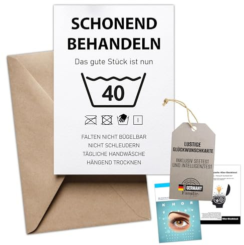Kackspecht Lustige Geburtstagskarte 40. Geburtstag Karte mit Umschlag inkl. Intelligenztest | Schonend Behandeln | Witzig | Hochwertiger Druck – Originelle Geschenkidee für Männer & Frauen