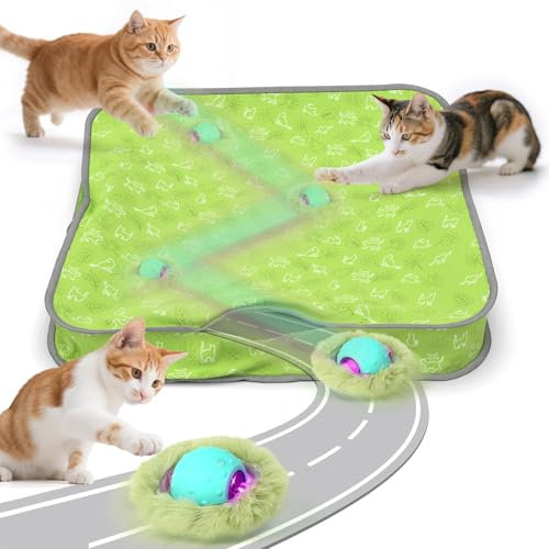 FUGODIWI Interactive Cat Toy for Indoor Cats - Automatic Rolling Cat Ball with Motion Activated Chirping & Light,Hide and Seek Game,Stimulates Hunting Instincts,USB Rechargeable-Bored Cat Toys