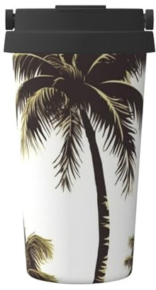 FJWSLCH 500ml Stainless Steel Tumbler with Lid and Handle Travel Coffee Mug Vacuum Insulated Travel Mugs Double Wall Car Cup Thermal Mug Palm Tree Tumblers Gifts for Women Men