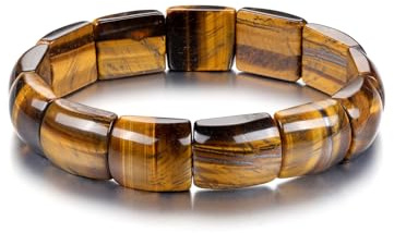 Zysta Armband Herren Tigerauge Stretch Breit Armband Echte Stein Geschenk für Männer