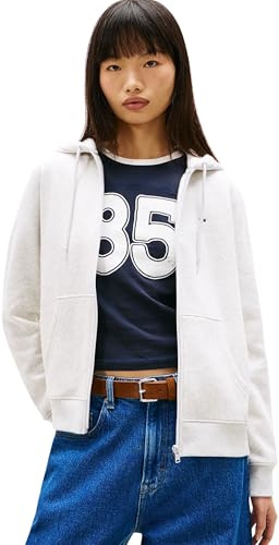 Tommy Jeans Damen Hoodie mit Reißverschluss Zip Thru mit Kapuze