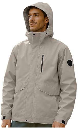 UHouse Veste Imperméable Homme Capuche Vêtements de Pluie Softshells Vtt Vetement D'hiver Coupe Vent Velo Manteau Randonnée Jacket Alpinisme Automne Hiver Vestes