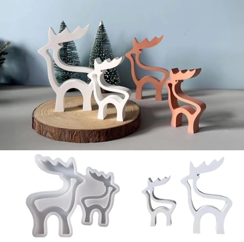Silikonform Weihnachten Elch, Silikonformen Gießformen Weihnachten, Neuheiten Elch Gießformen Silikon, Giessformen Silikon Gießform Weihnachten, Silikonform Rentier für DIY Handwerk Heimdekoration (A)