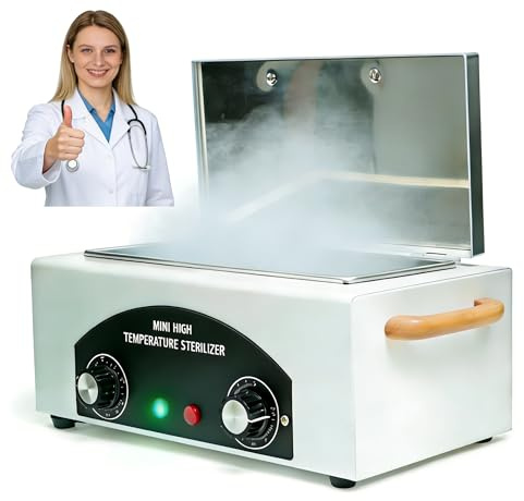 Sterilisatoren für Nagelwerkzeuge Heißluftsterilisator 1,5L 300W | Trockene Hitze Sterilisator 50–200°C mit Timer & Kontrollleuchte | Hochtemperatur Desinfektionsgerät für Metallwerkzeuge Nagelstudio