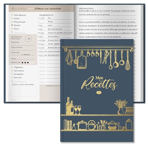 BIROYAL Carnet de Recettes à Remplir A5, Papier Épais 120g