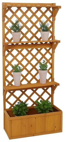 Mendler Hochbeet HWC-P69 177x77x33cm Holz - Natur | Pflanz-/Blumenkasten, Pflanzkübel, Rankgitter, Spalier, Ablagefläche, FSC®