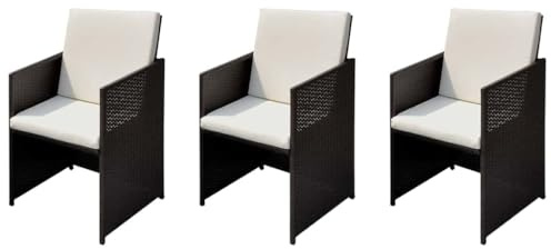Ziaphsol Gartenstuhl Set 3-teilig, Braun, 56x52x87 cm, aus Poly Rattan, mit Stahlrahmen, für Balkon & Terrasse, Bequeme Outdoor Stühle