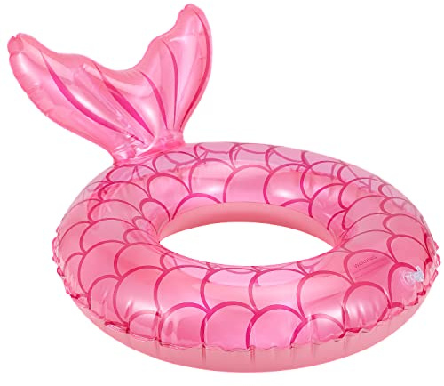 MoKo Bouée Sirène, (58cm) Anneau de Natation Gonflable en PVC, Flotteur de Piscine en Forme de Sirène avec Queue pour Adulte, Jouet pour Sports Nautiques Vacances d'Été Plage, 70#, Or Rosé