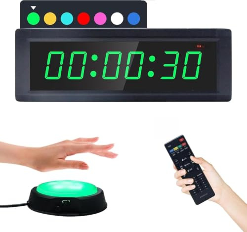 LUCKY TIME Temporizador de Gimnasio LED con Mando Cronómetro Digital LED | 7 colores. Modos HIIT, TABATA y EMOM, cuenta atrás/adelante y cronómetro. Fijación de pared. Ideal para gimnasio o garaje.