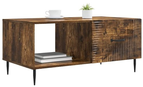 vidaXL Couchtisch Geräucherte Eiche 90 x 50 x 40 cm Holzwerkstoff, Vintage rechteckiger Couchtisch, stylisches Möbel, viel Stauraum, modernes Design für Dein Wohnzimmer
