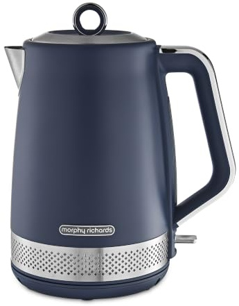 Morphy Richards Illumination 1.7L Jug Kettle, Rapid Boil, Boil Dry Protection, Pull Off Lid, Limescale Filter, Easy View Window, 360 Cordless Base, Stainless Steel, Navy Peony, 108023