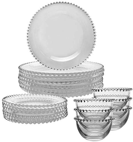 18 Piece Dinner Set - 6 Place Setting Glass Crockery Service Alfresco Dining Tableware