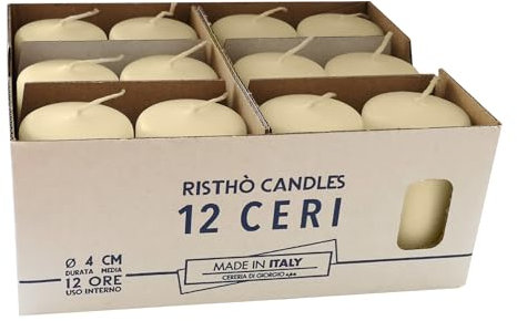 Cereria di Giorgio risthò Stumpenkerzen, Elfenbein, 4 x 4 x 7 cm